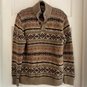 Men's G.H. Bass & Co Vintage Tan and Brown Nordic Sweater Size Large/L D